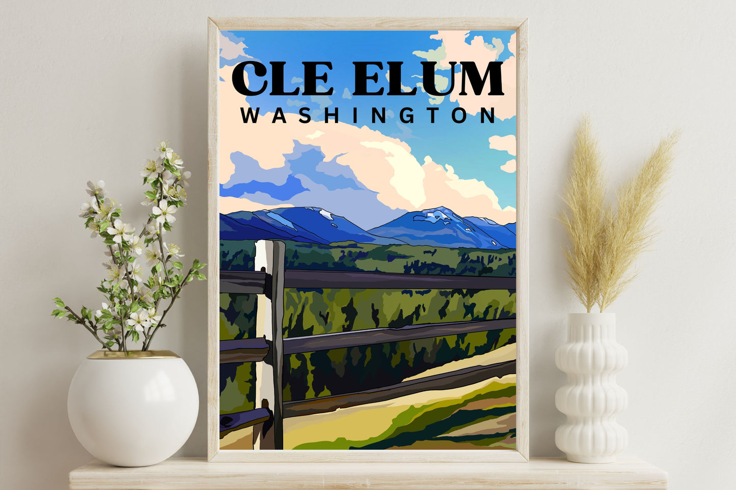 Cle Elum, Washington Travel Poster Art Print