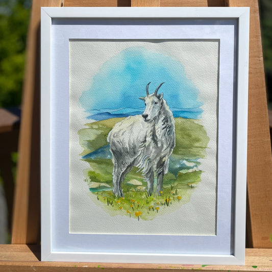 Mountain Goat | Framed Original Watercolor Painting