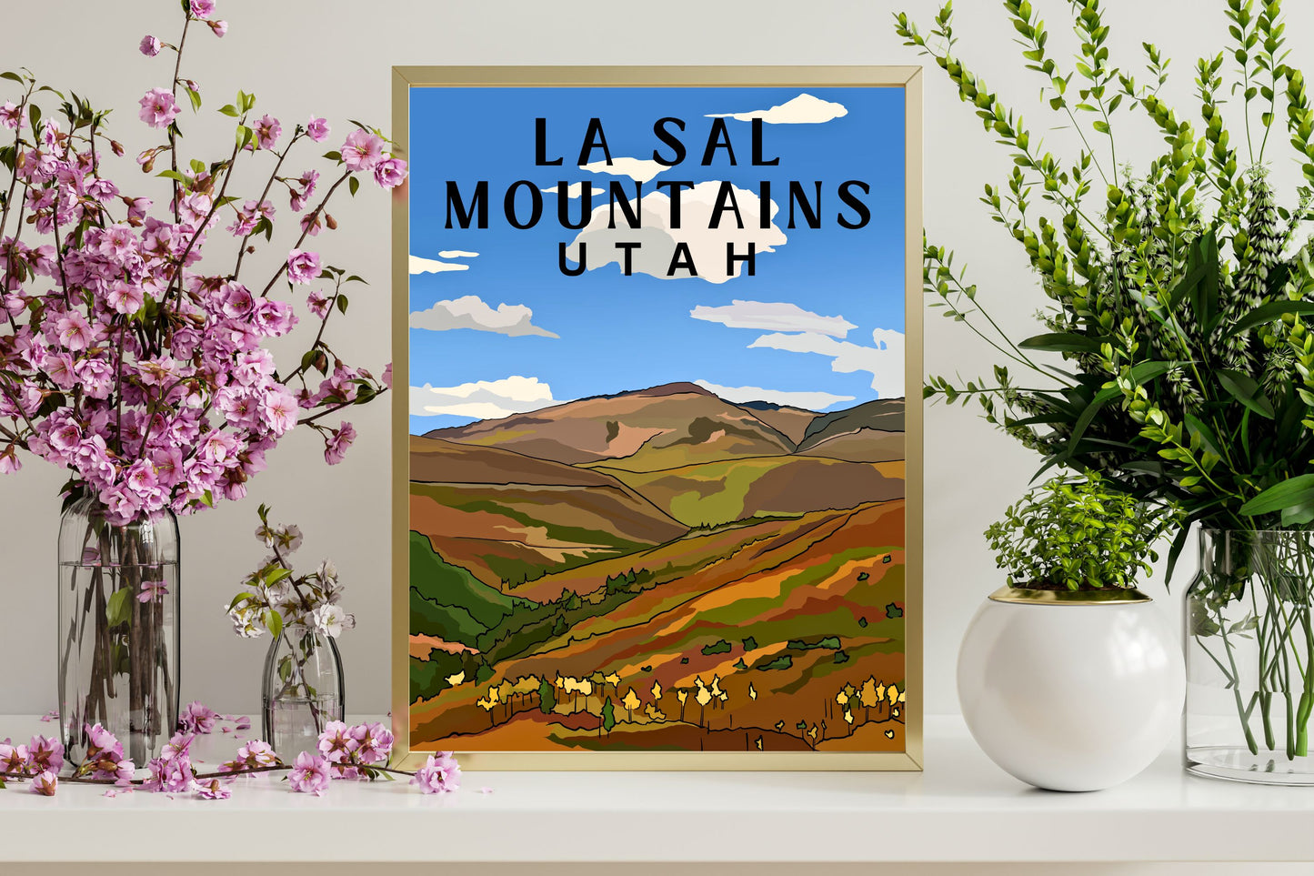 La Sal Mountains, Utah Travel Poster Art Print