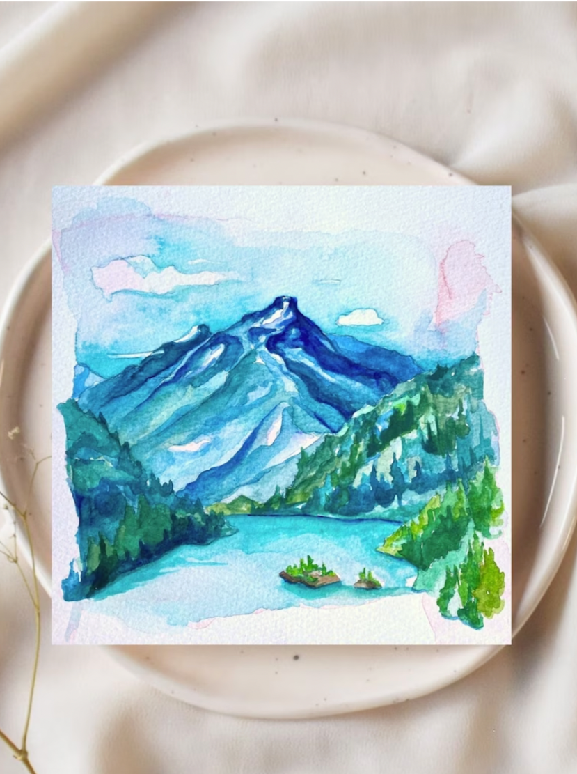 Diablo Lake watercolor print by Emma H Baldwin