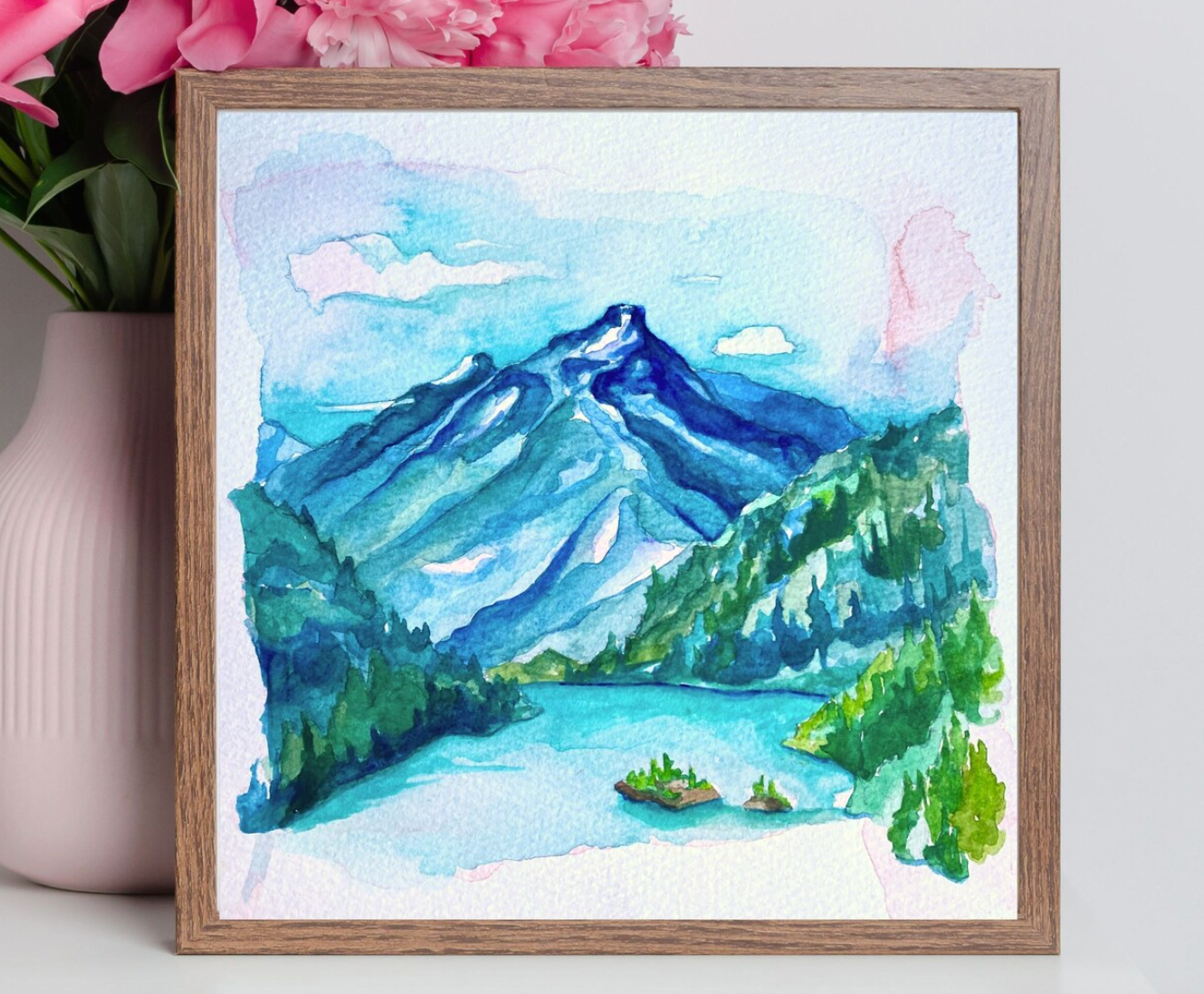 Diablo Lake watercolor print by Emma H Baldwin