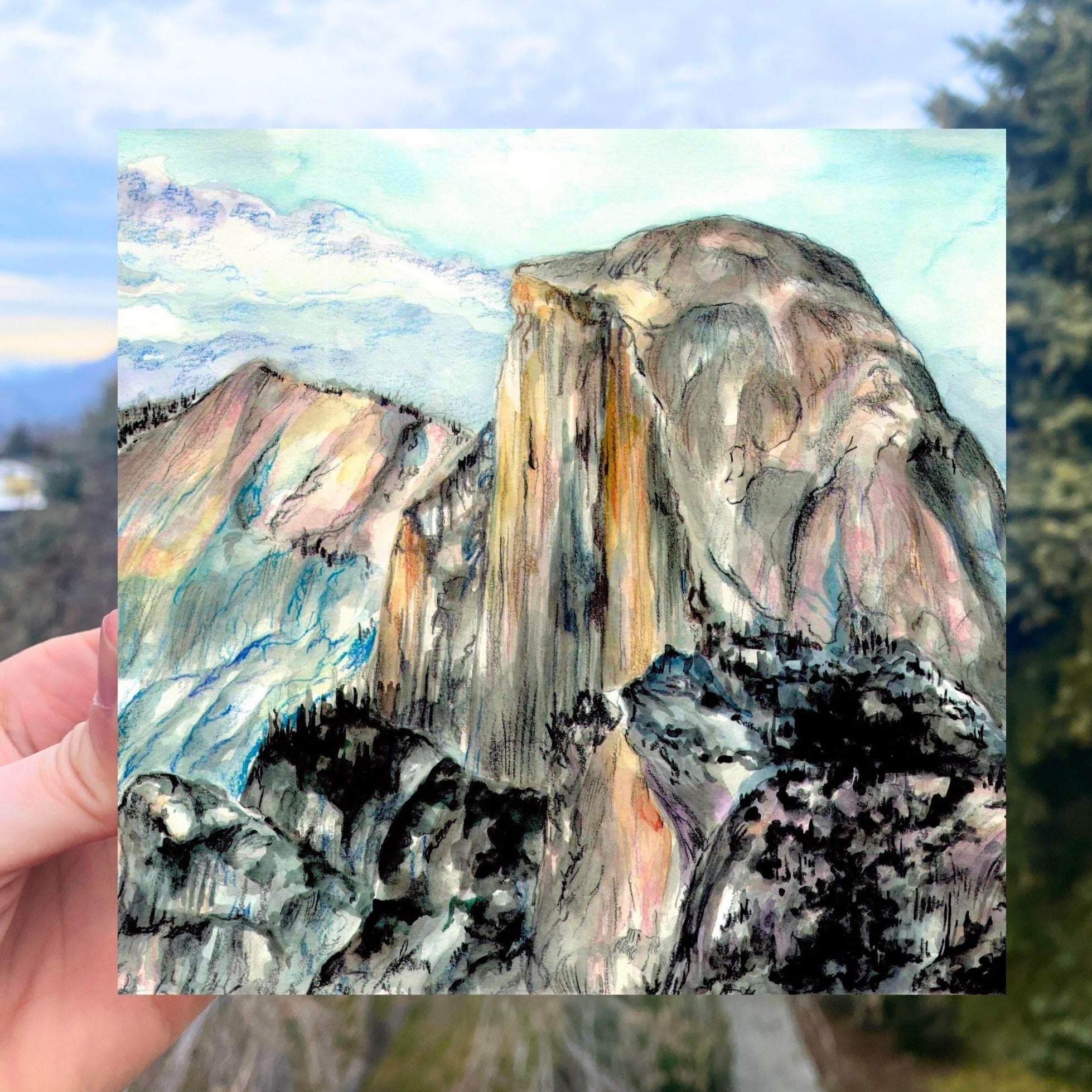 Half Dome Wood Panel Print 5x5