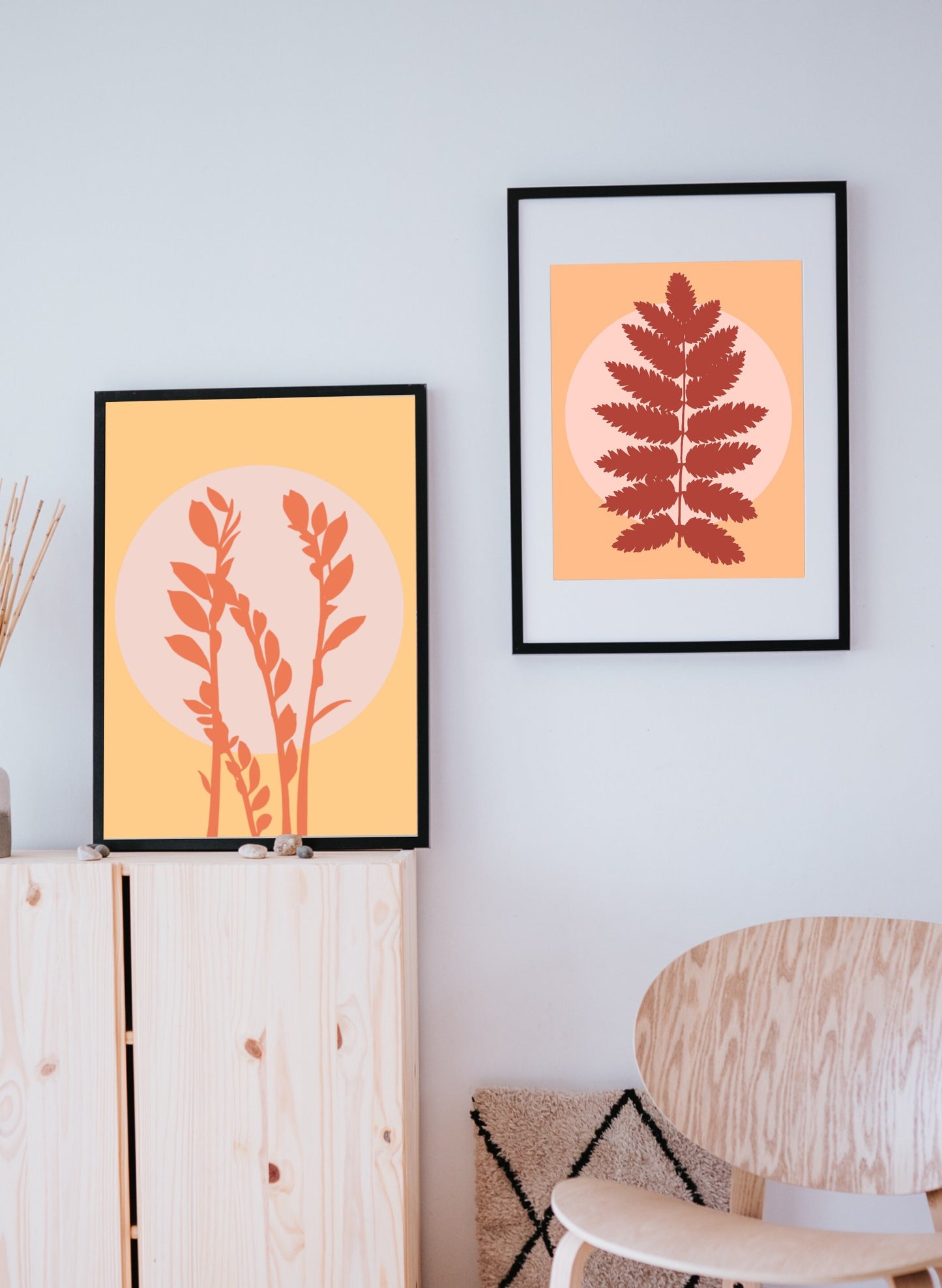 Pink and Yellow Graphic Leaf Print | Graphic Floral Print